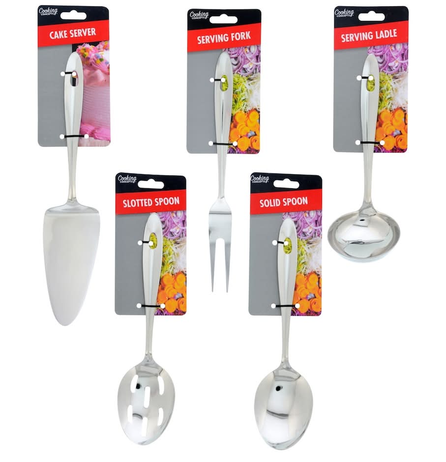 Cooking Concepts Assorted Stainless-Steel Serving Utensils, 9 in.