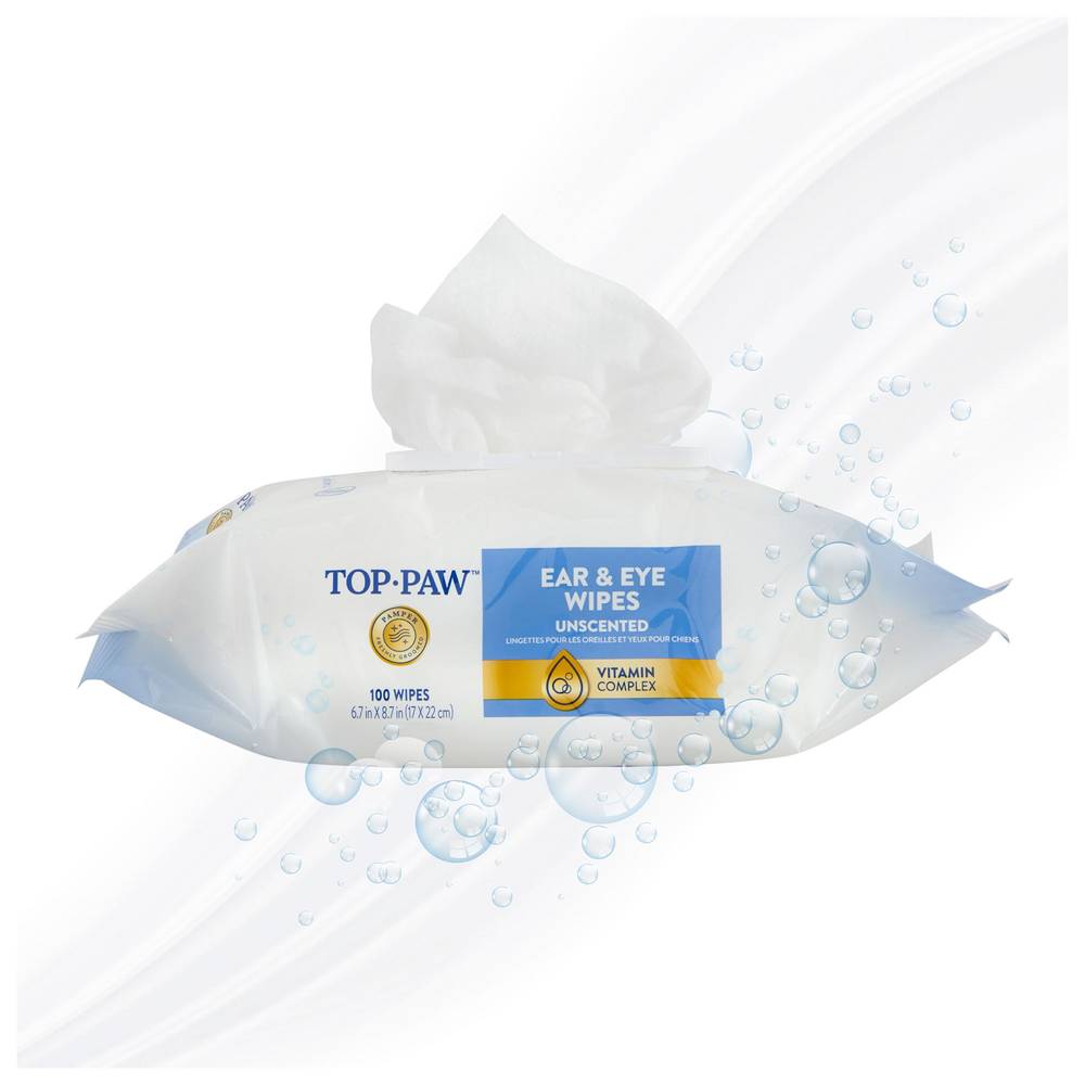 Top Paw Unscented Ear & Eye Wipes, 6.7 In X 8.7 In (100 ct)