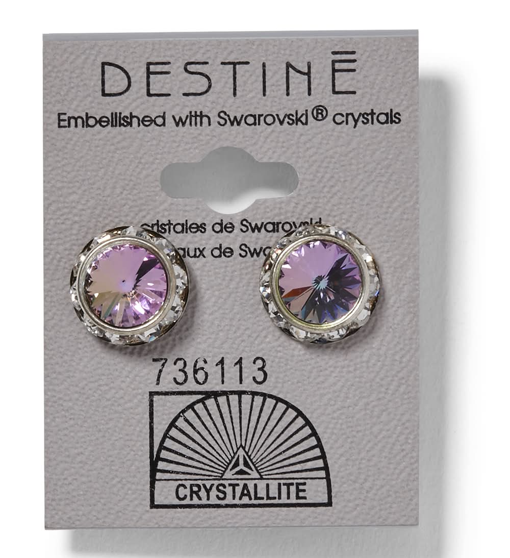 Crystallite Destine Rhinestone Rivoli Earrings, Violet