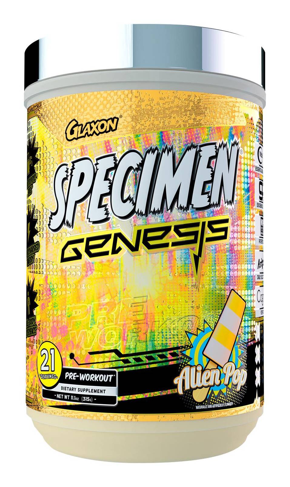 Glaxon Specimen Genesis Stimulant Pre Workout Dietary Supplement, Alien Pop (11.1 oz)