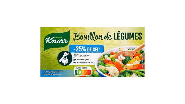 Knorr Bouillon de légumes, -30% de sel Les 12 tablettes, 109,2g