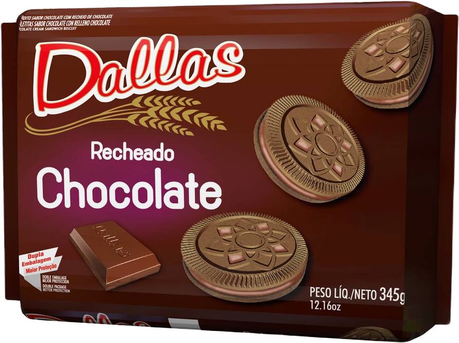 Dallas biscoito sabor chocolate com recheio de chocolate