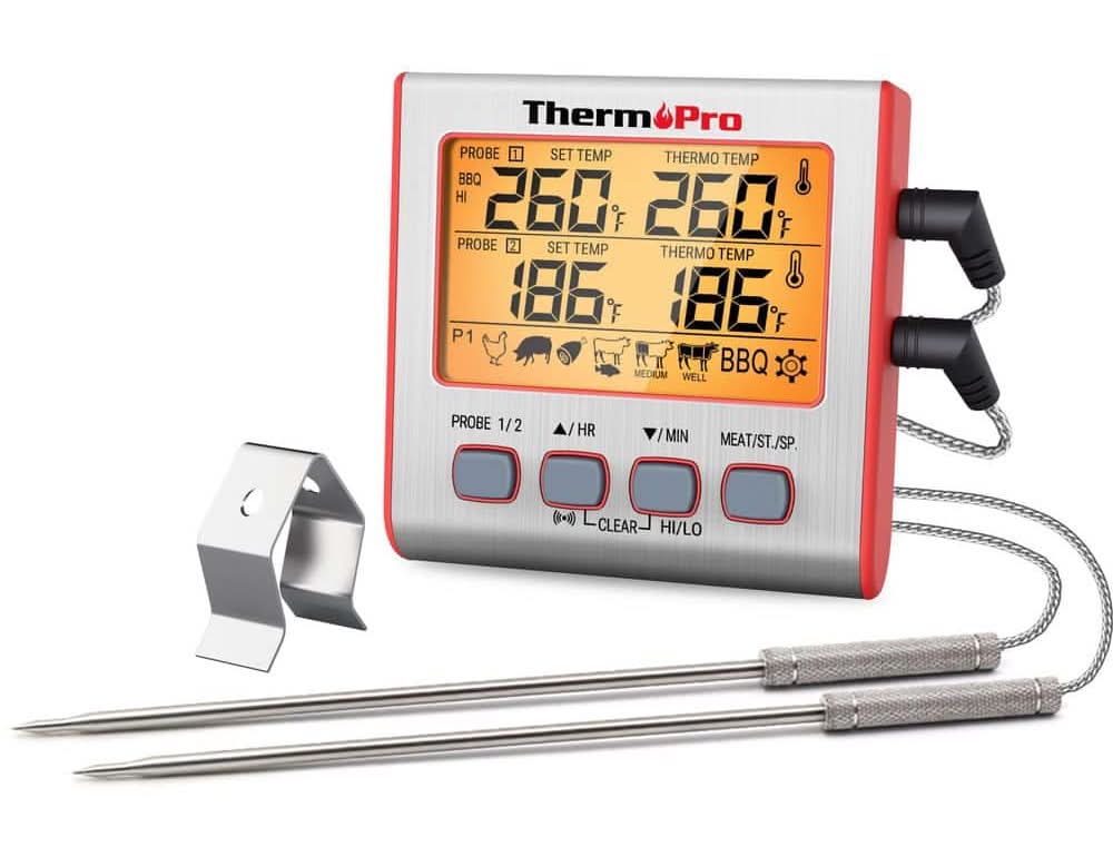 Thermopro Digital Meat Thermometer With Dual Probes And Timer Mode Grill Smoker Thermometer
