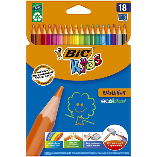 Bic - Kids crayons de couleur évolution ecolutions (18 pièces)