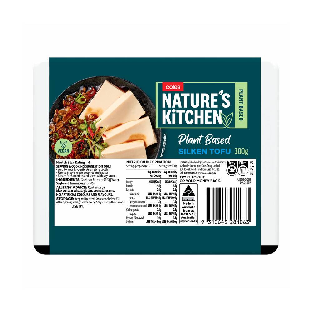 Coles Natures Kitchen Silken Tofu 300g