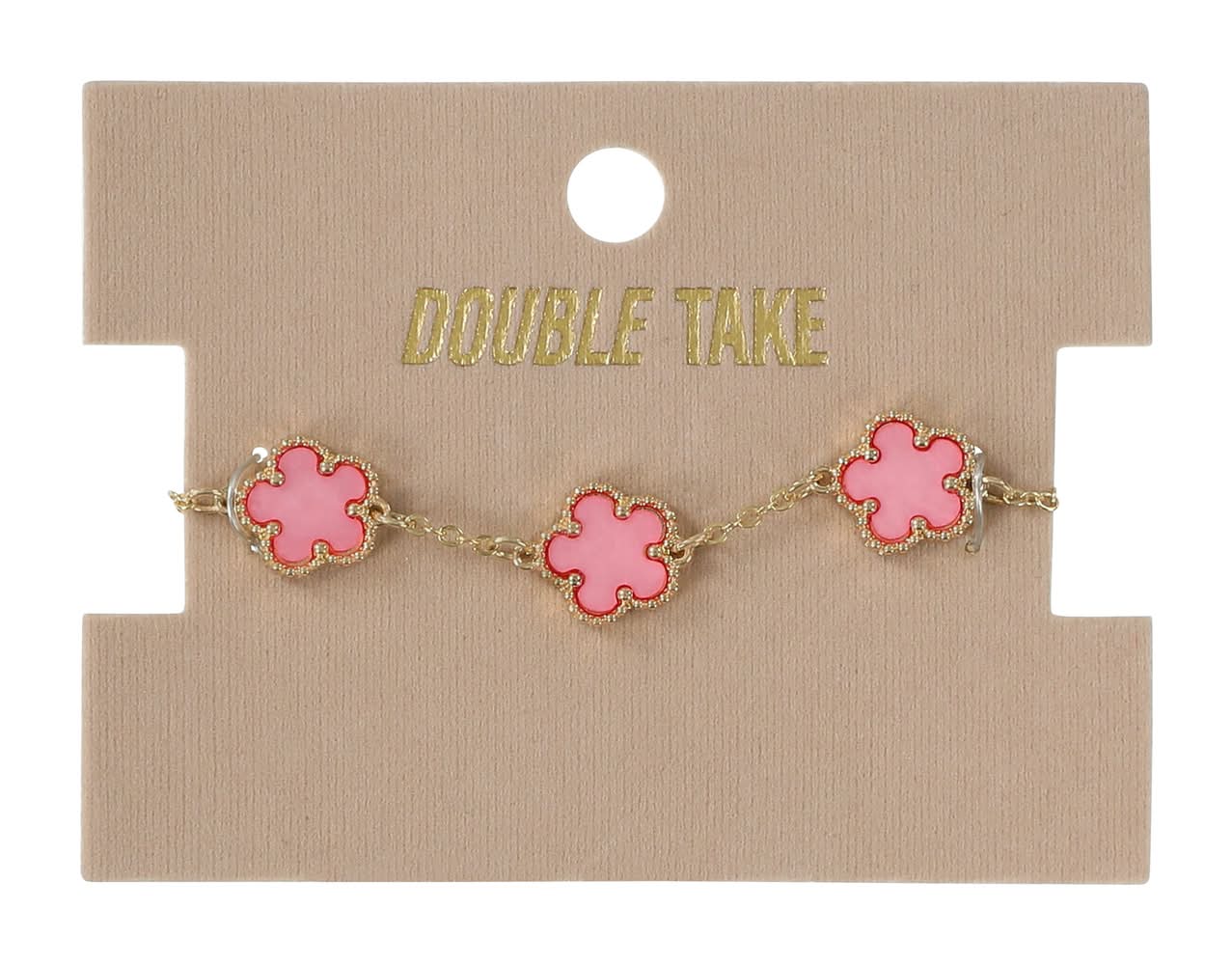 Double Take Clover Bracelet Pink