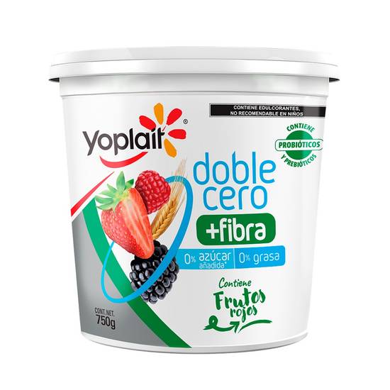 Yoplait yogurt doble cero fibra frutos rojos (bote 750 g)