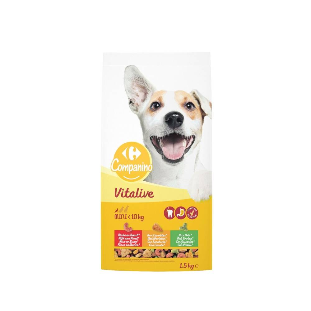 Carrefour Companino - Vitalive croquettes pour chien adulte mini au bœuf & aux légumes