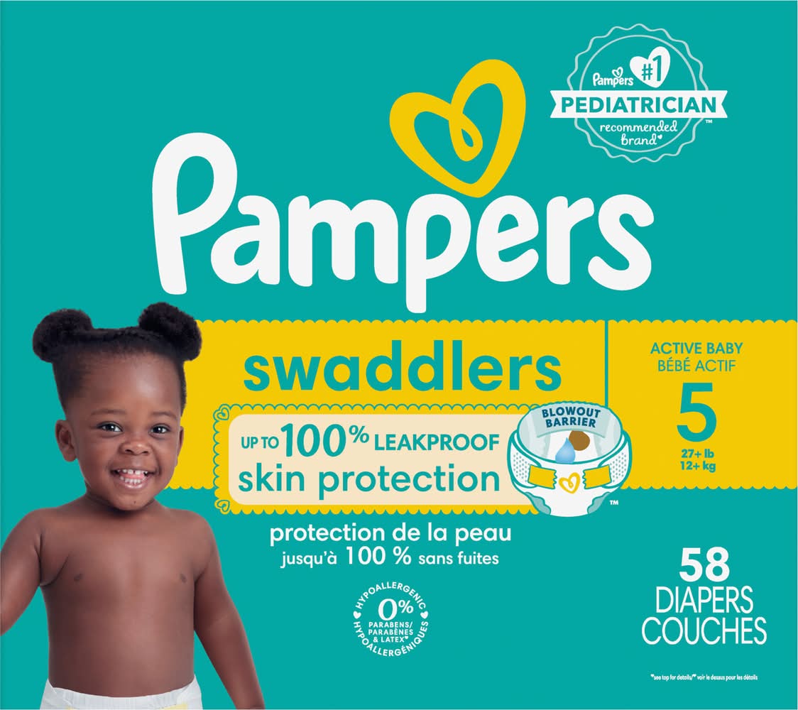 Pampers Swaddlers Active Baby Diaper, Stage 5 (58 ct)