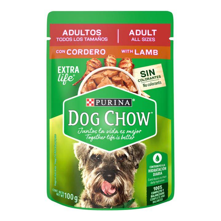 Dog chow alimento para adulto todos los tamaños con cordero (sobre 100 g)