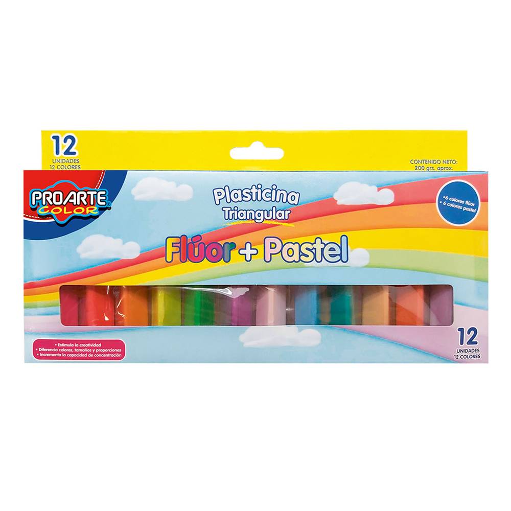 Proarte plasticina pastel-fluor (12 colores)