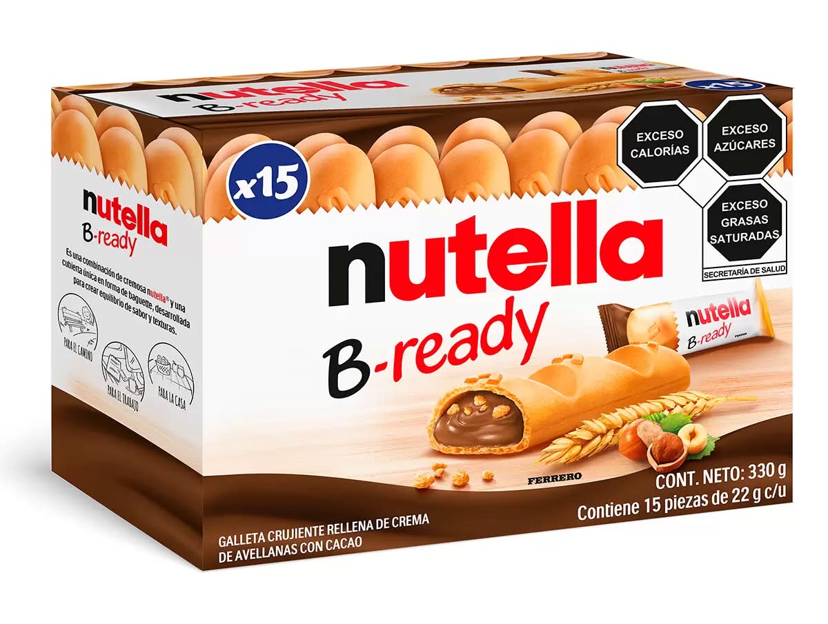 Nutella · B-ready galletas crujientes de crema de avellana con cacao (15 x 22 g)