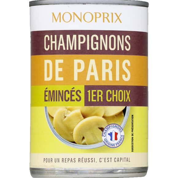 Monoprix Champignons De Paris Émincés 1Er Choix La Boîte De 230 G Net Égoutté