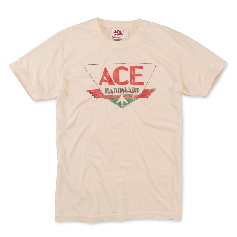 Ace Vintage Threads Xl Short Sleeve Men'S Crew Neck Cream Tee Shirt