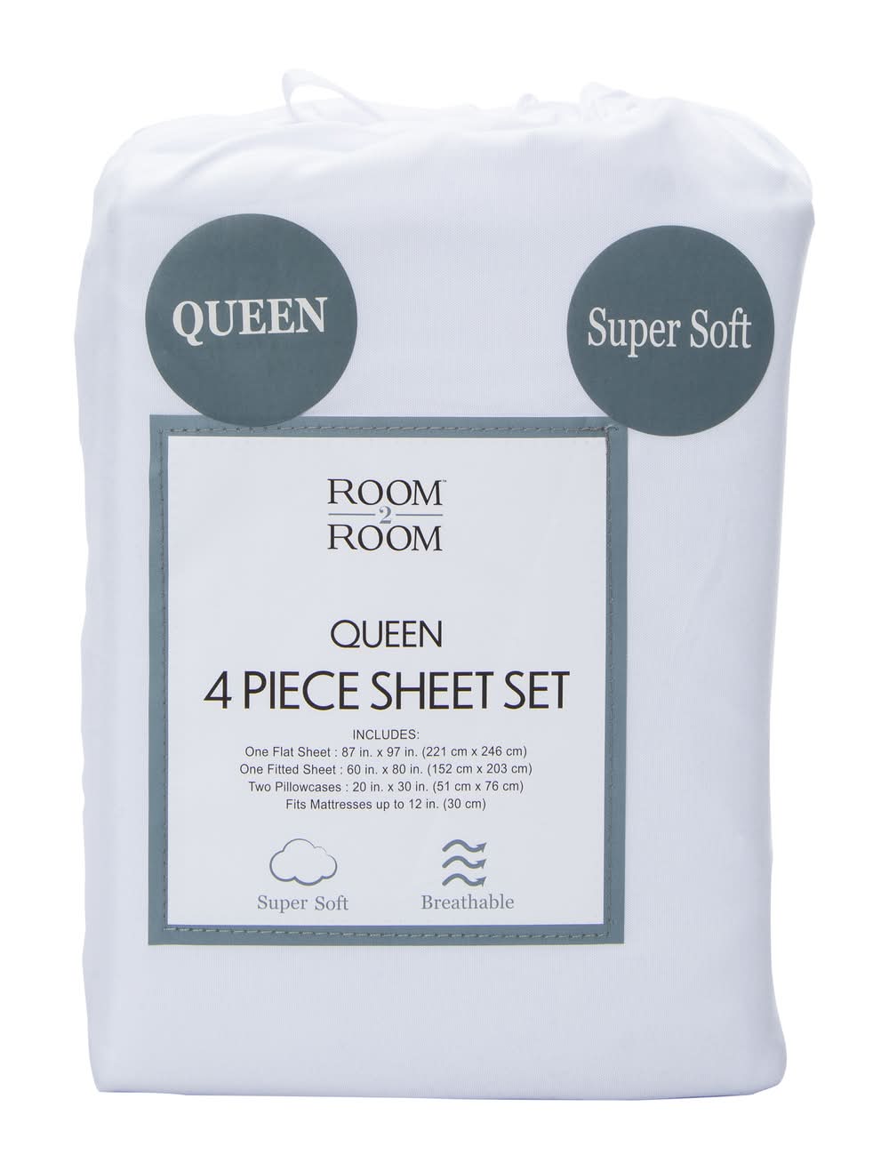 Queen Size 4-Piece Sheet Set - White Queen White