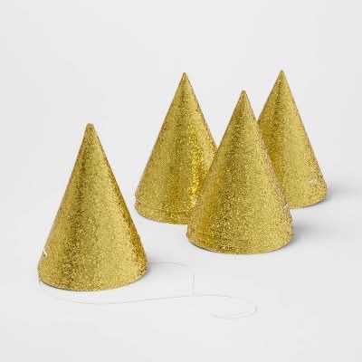 Spritz Glittered Party Hats, 5 in, Gold (10 ct)
