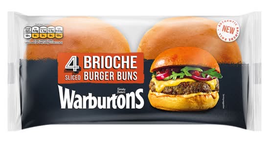 Warburtons Sliced Brioche Burger Buns (4 pack)