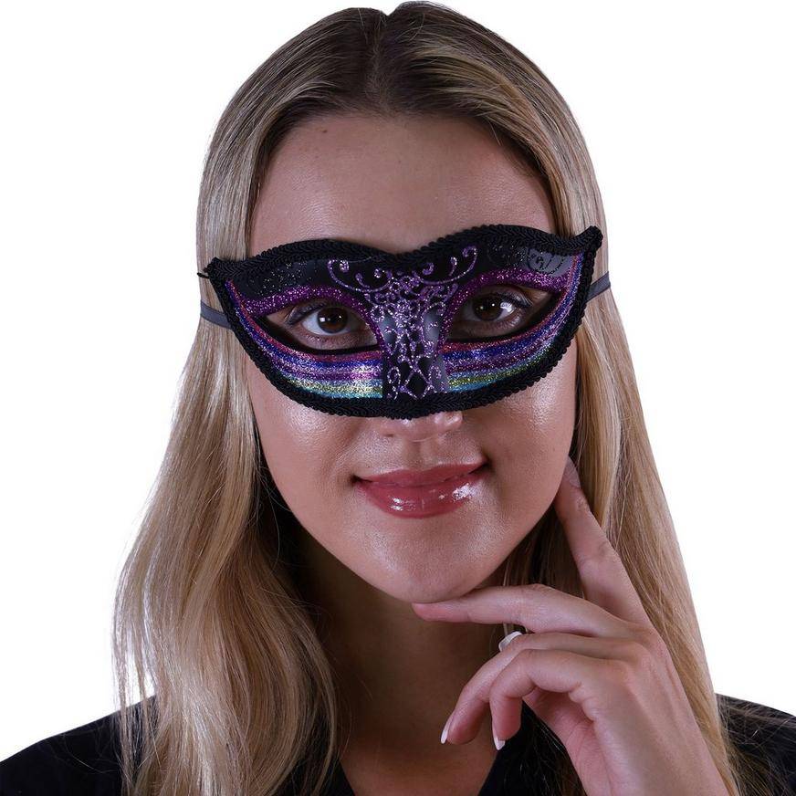 Black Rainbow Masquerade Mask