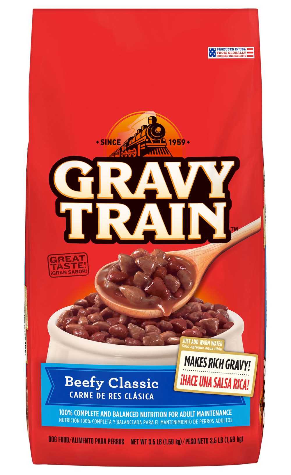 Gravy Train 100% Complete & Balanced Nutrition Wet Dog Food, Beefy Classic, Adult (3.5 lbs)