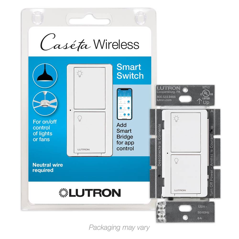 Lutron Caseta Smart Lighting 5-amp Single-pole/3-way Smart Tap Master Light Switch, White | PD-5ANS-WH-R