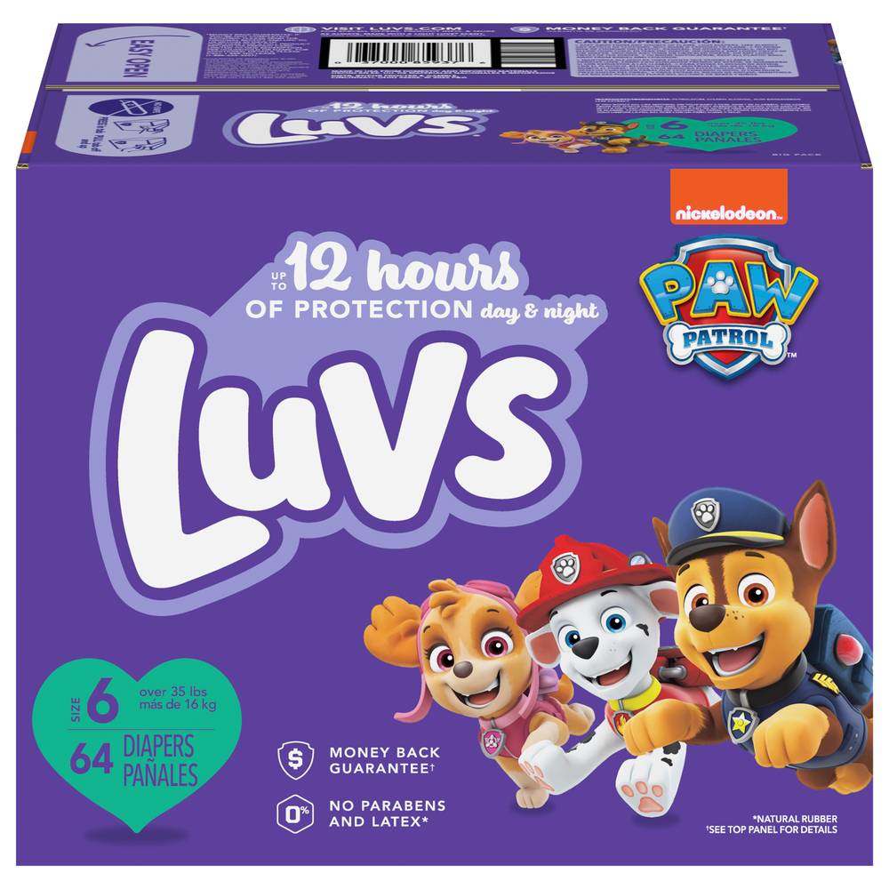 Luvs Paw Patrol 12 Hours Protection Day & Night Diapers Size 6 (64 ct)