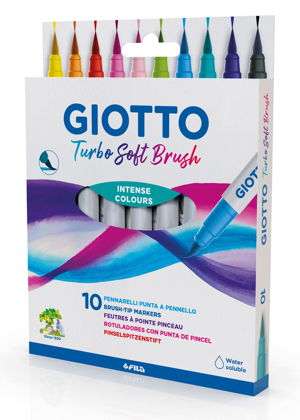 Giotto · Turbo soft brush marcadores de colores con punta de pincel (10 un)