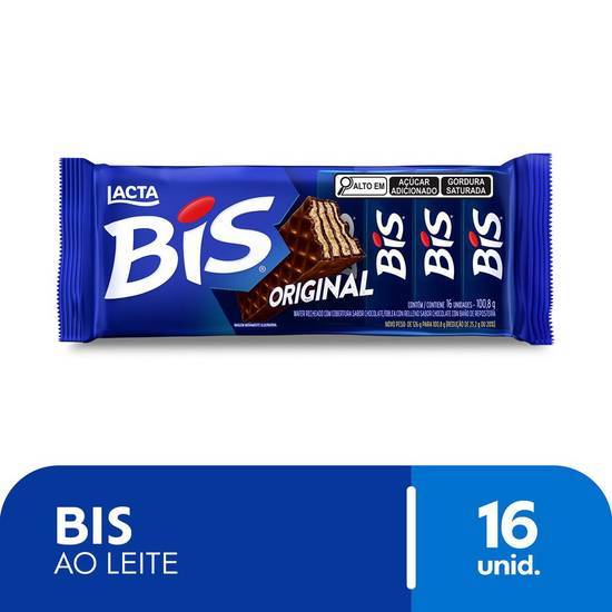 Lacta · Wafer com recheio e cobertura de chocolate bis (16 un)