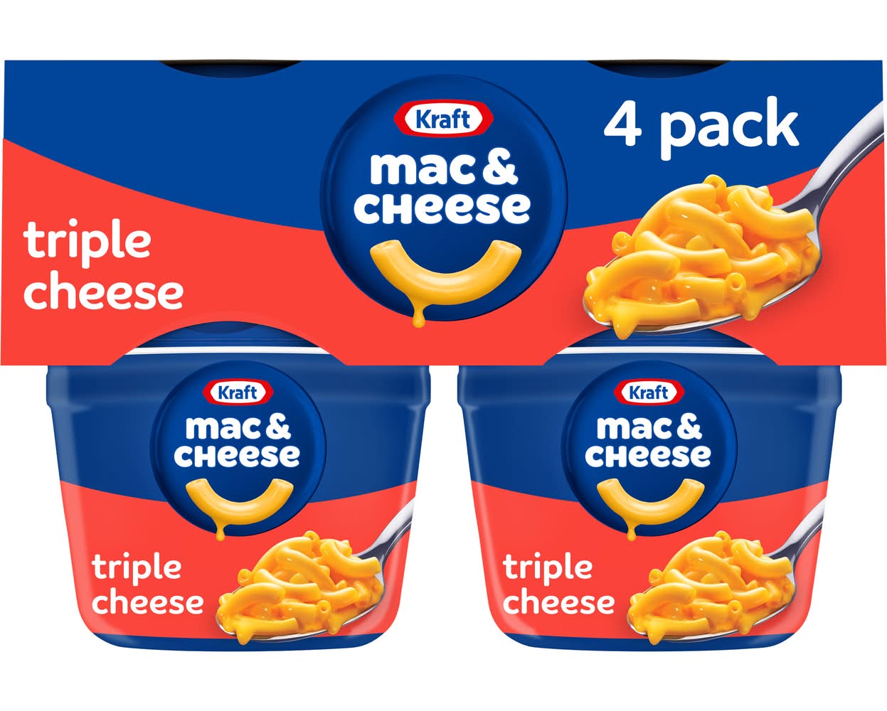 Kraft Mac & Cheese Cups, Triple Cheese (4 x 2.05 oz)