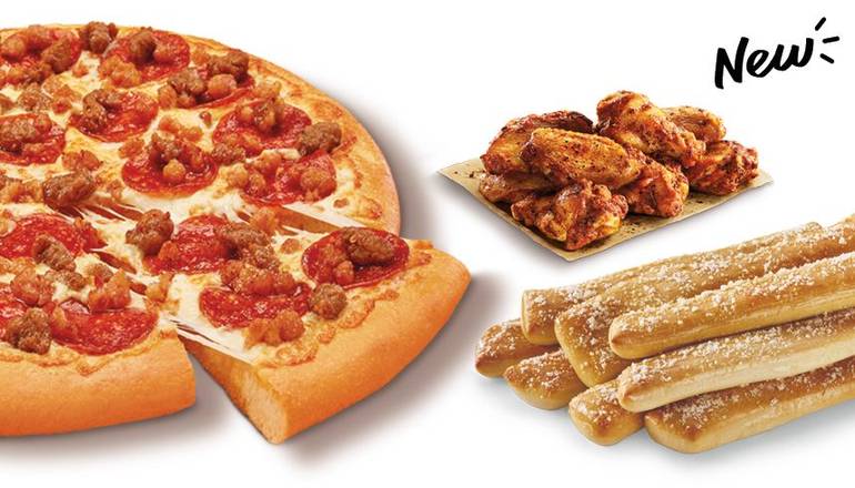 Game Day Large Bundle: Large 3 Meat Treat, Crazy Bread & Caesar Wings