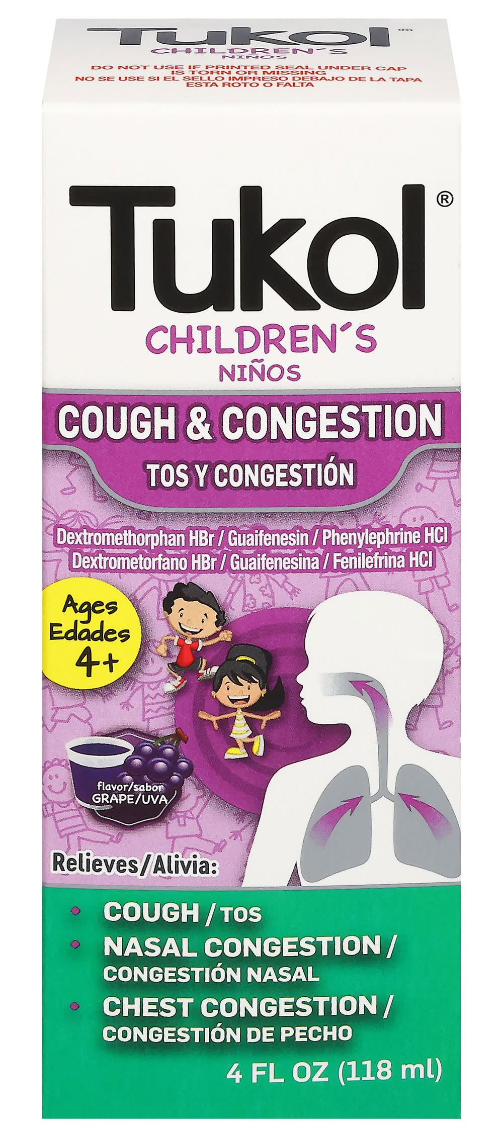 Tukol Grape Flavor Children's Cough & Cold Syrup (4.2 oz)