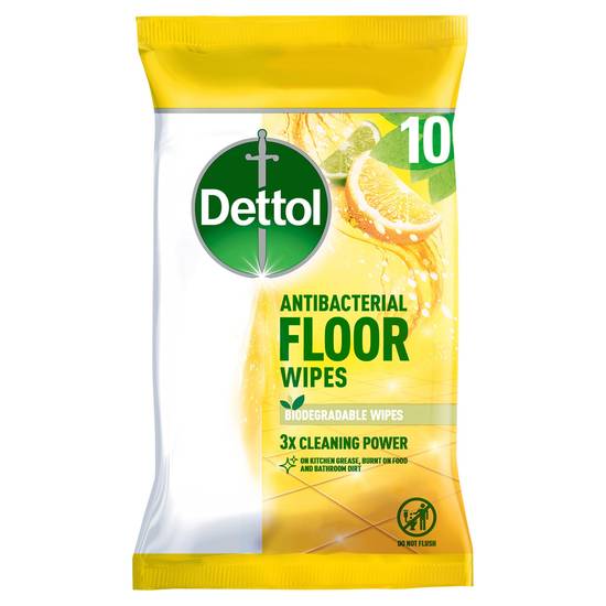 Dettol Multipurpose Antibacterial Biodegradable Floor Cleaning Wipes Lemon x10