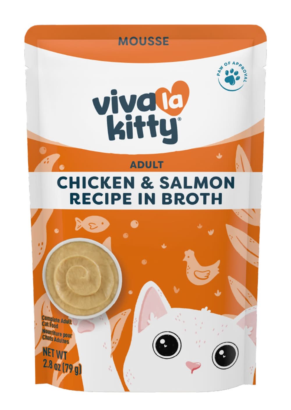 Viva La Kitty Adult Cat Wet Food - Mousse, 2.8 Oz (Flavor: Chicken & Salmon, Size: 2.8 Oz)
