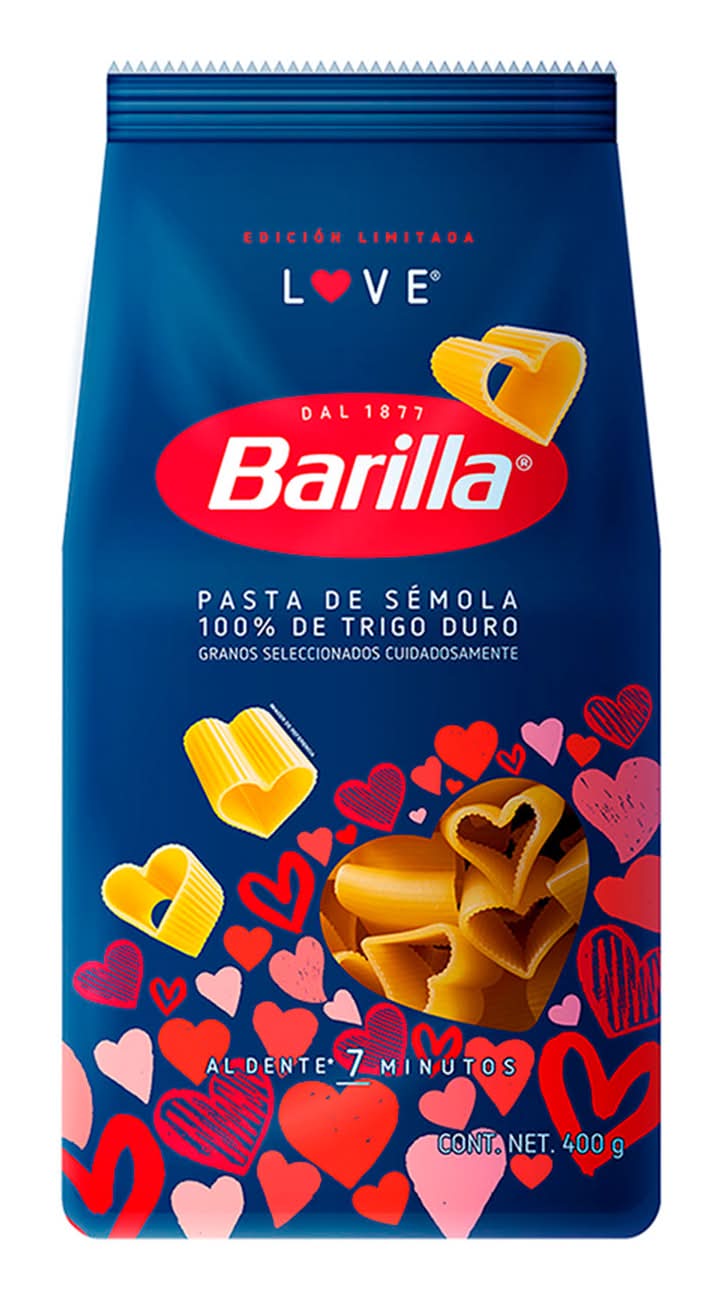 Barilla · Pasta de sémola 100% de trigo duro de corazones love edición limitada (400 g)