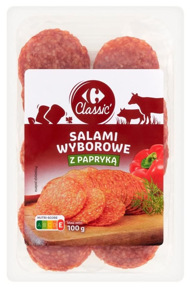Carrefour Classic Salami wyborowe z papryką 100 g