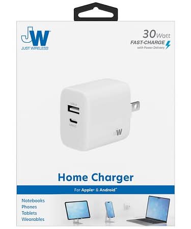 Just Wireless Home Charger Dual Port Usb, White