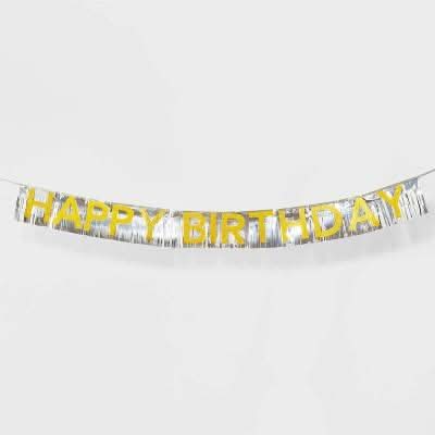 Spritz Happy Birthday Banner, Gold-Silver