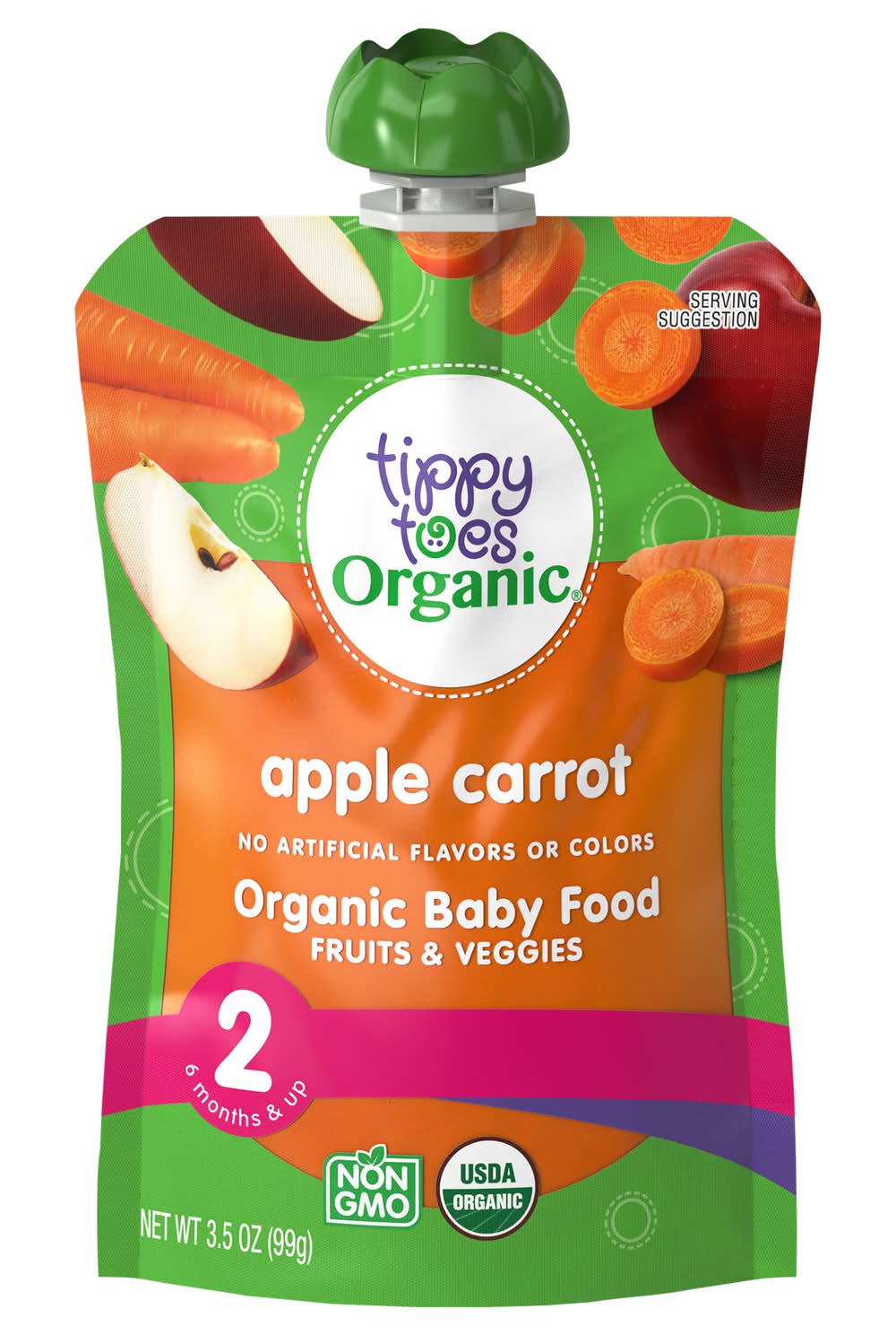 Tippy Toes Organic Apple Carrot Baby Food, Size 6M (3.5 oz)