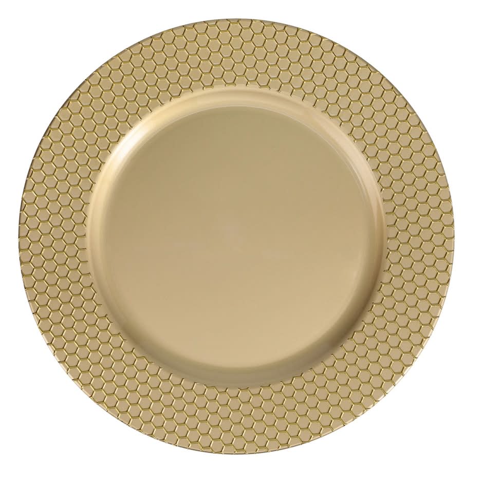Honeycomb Charger Plates, 13 in, Gold