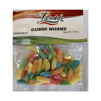 El Laredo Sour Neon Gummi Worms - 6 Oz