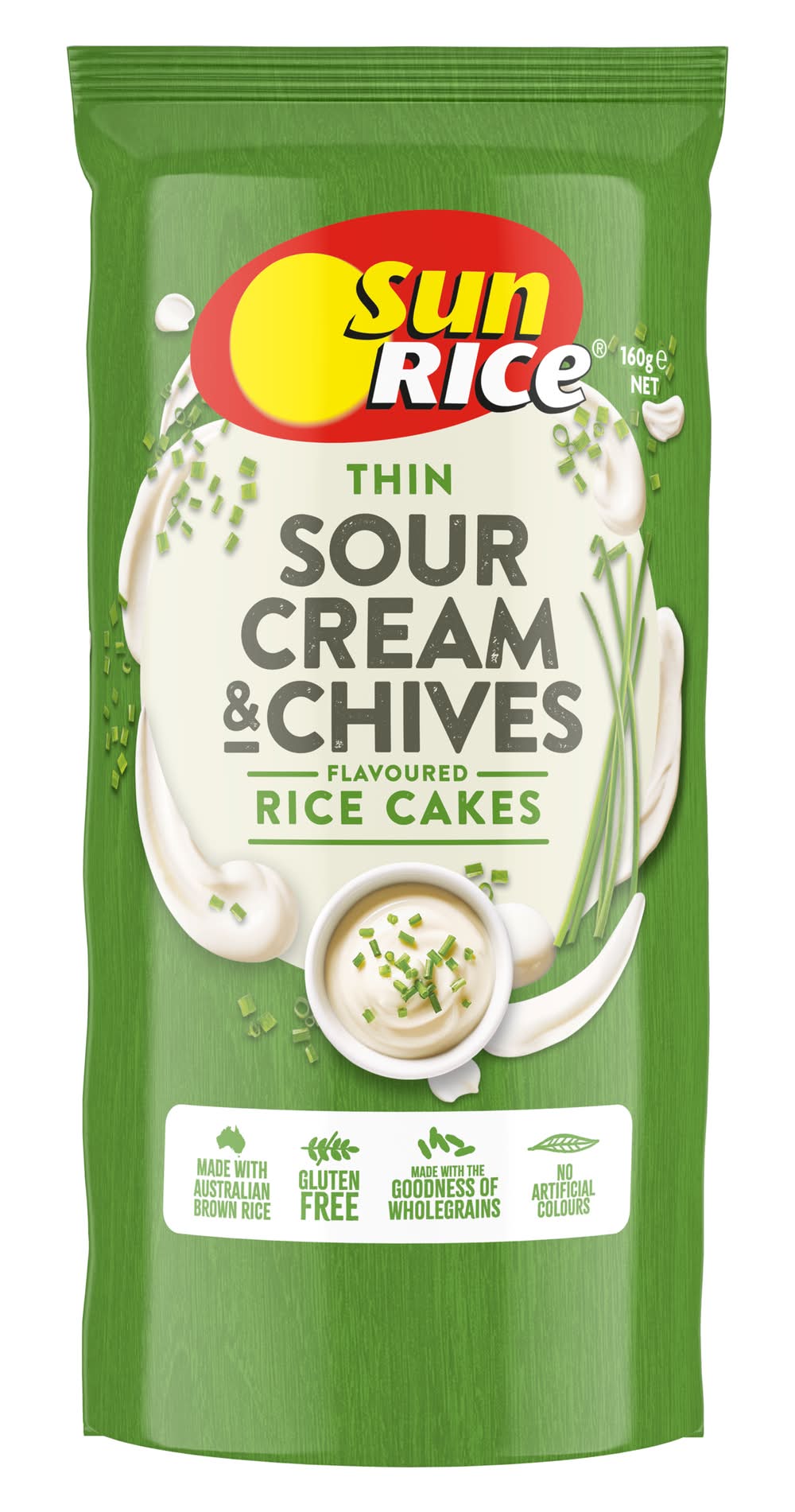 SunRice Thin Rice Cakes, Sour Cream - Chives (160g)