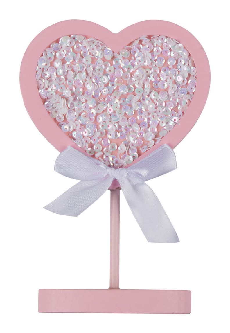 Valentine's Day Heart-Shaped Sequin Tabletop Decor, Assorted