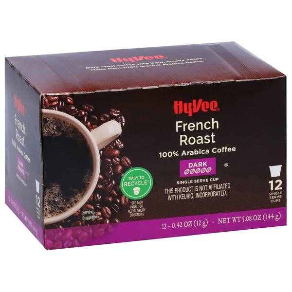 Hy-Vee French Roast Coffee Single Serve Cups (5.08 oz, 12 ct)