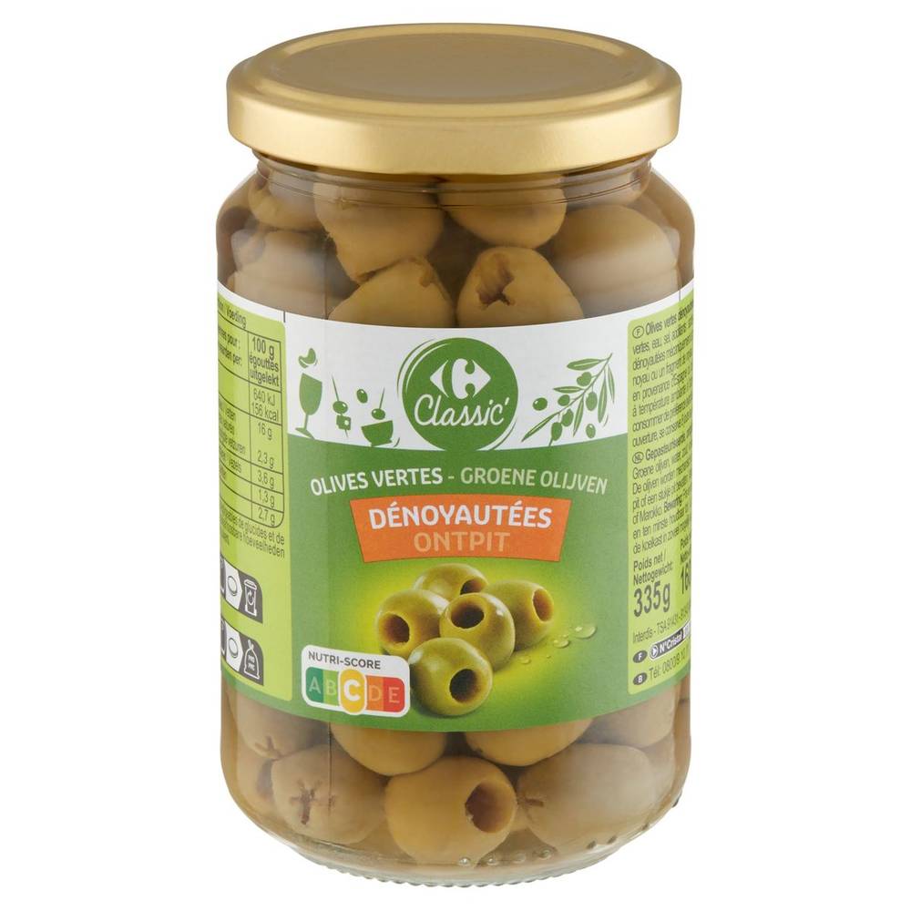 Carrefour Classic'' Olives Vertes Dénoyautées 335 g