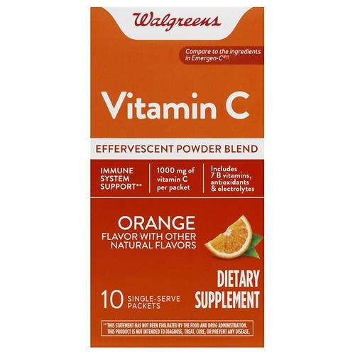 Walgreens Vitamin C Immune Support Effervescent Powder Blend, 1000 mg Orange - 10.0 ea
