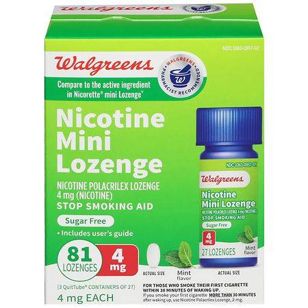 Walgreens Nicotine Polacrilex Mint Sugar Free 4mg Mini Lozenge
