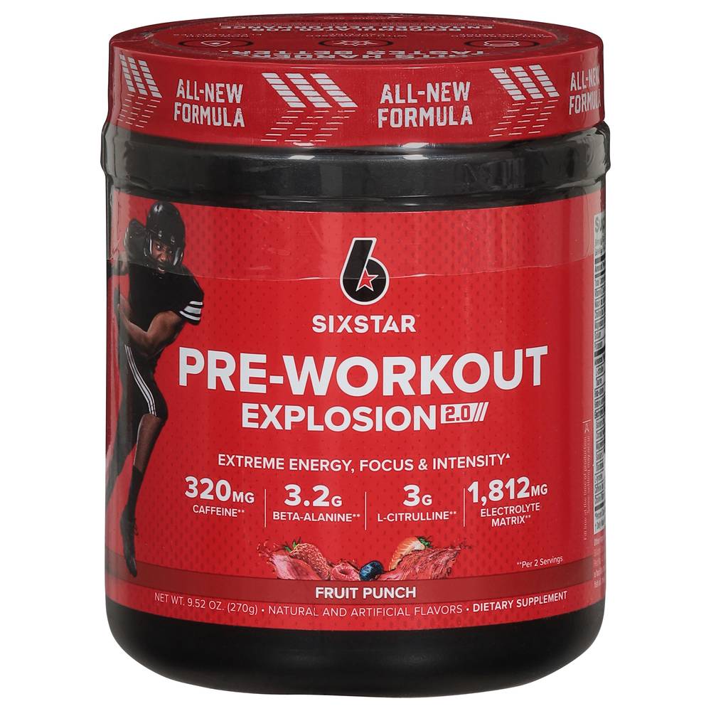 SixStar Pre-Workout Explosion 2.0, Fruit Punch (9.52 oz)