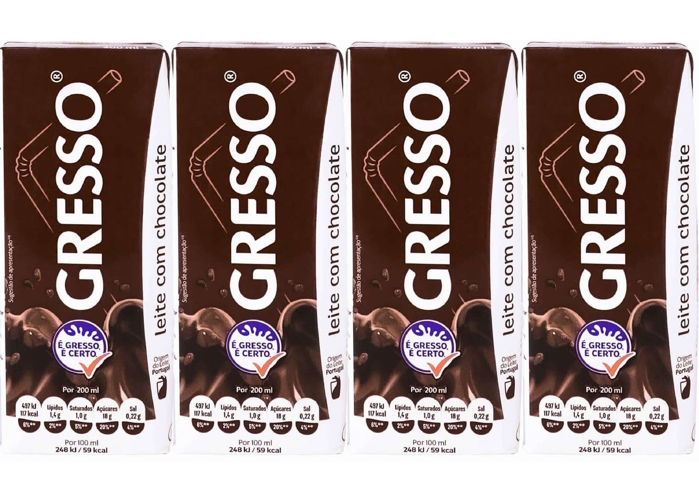 Leite Achocolatado Gresso (emb. 4 x 200 ml)