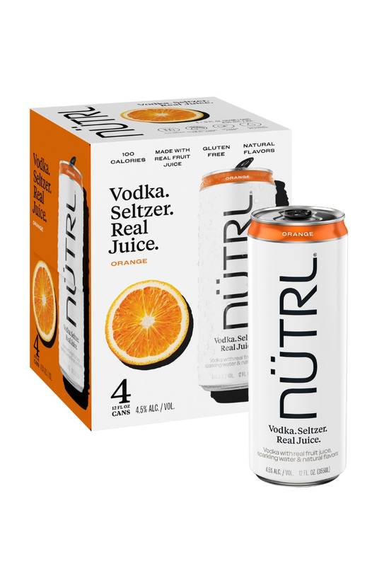 NÜTRL Vodka Seltzer Orange 4x 12oz Cans