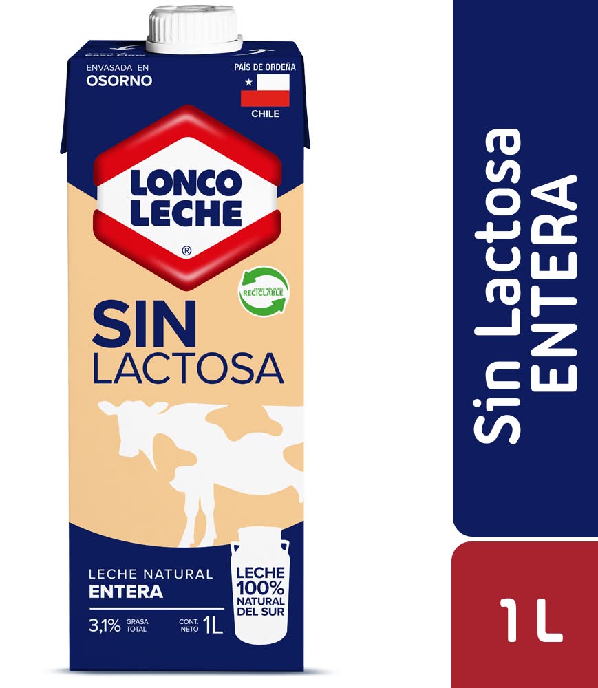 Loncoleche · Leche natural entera sin lactosa (1 L)