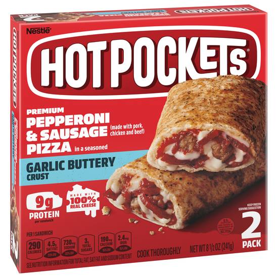 Hot Pockets Pepperoni and Sausage Garlic Buttery Crust Pizza Sandwiches (2 ct)